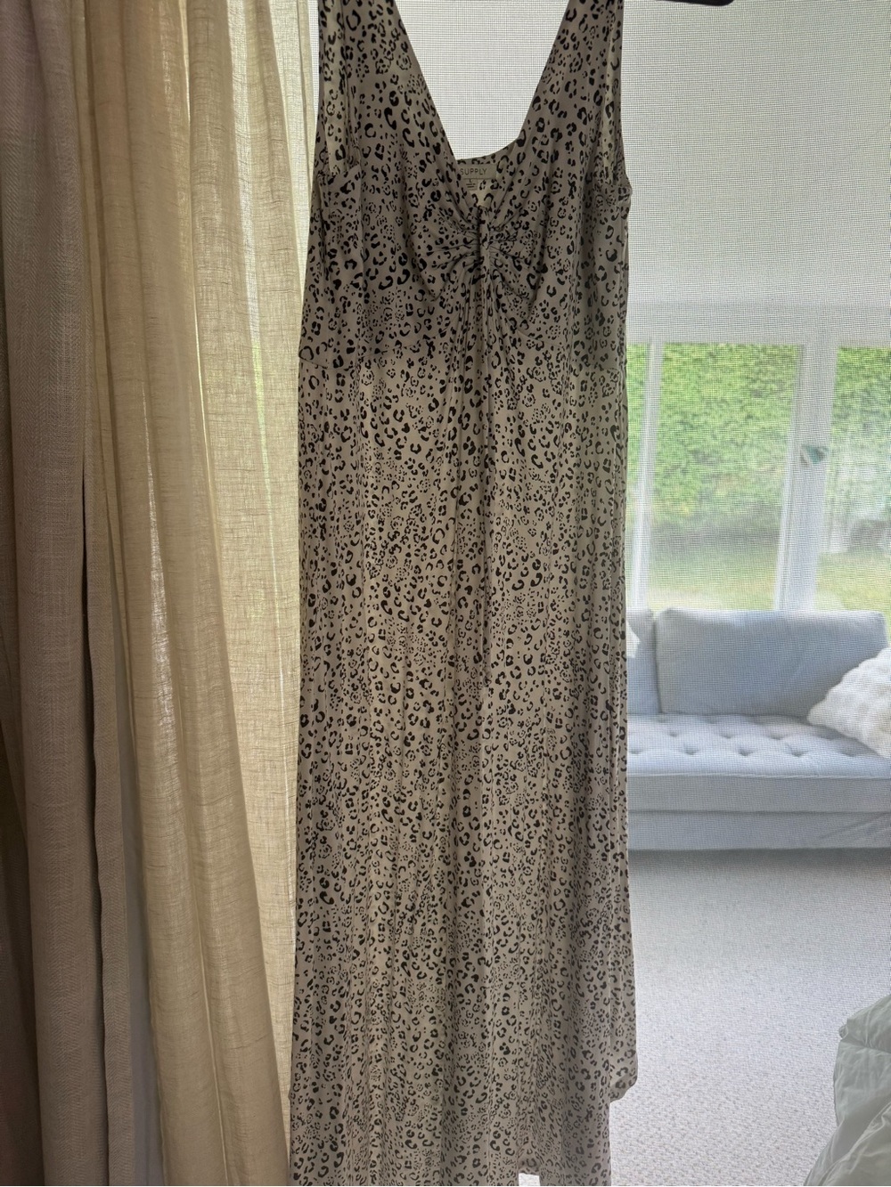 Z Supply Beige Leopard Print Midi Dress